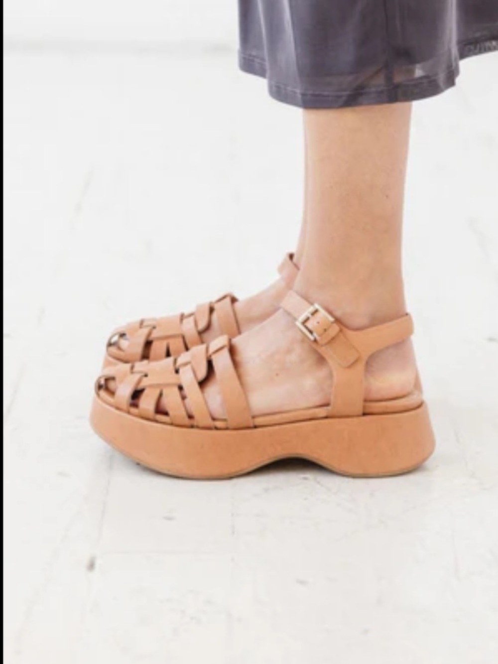 Either/Or Tan Woven Leather Platform Fisherman Sandals NWT / 10 - Picture 3 of 12